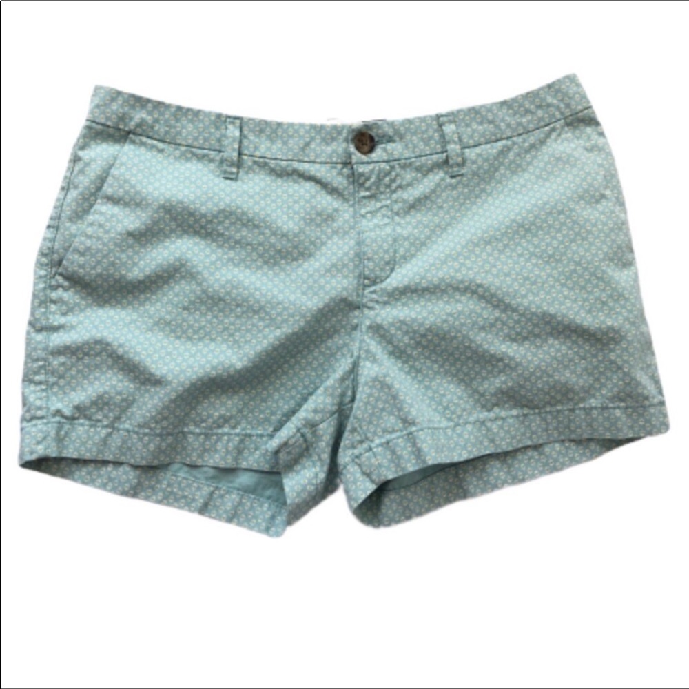 Old Navy Teal Yellow Floral Mid Rise Chino Short 8